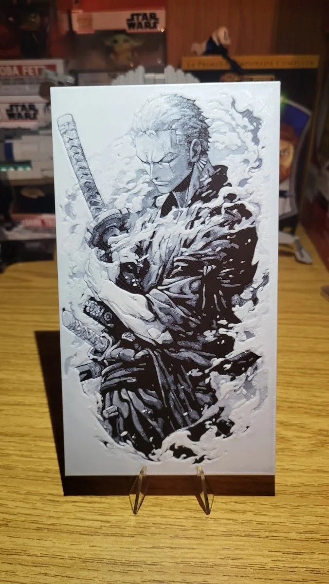 Lámina Zoro One Piece Blanco y Negro